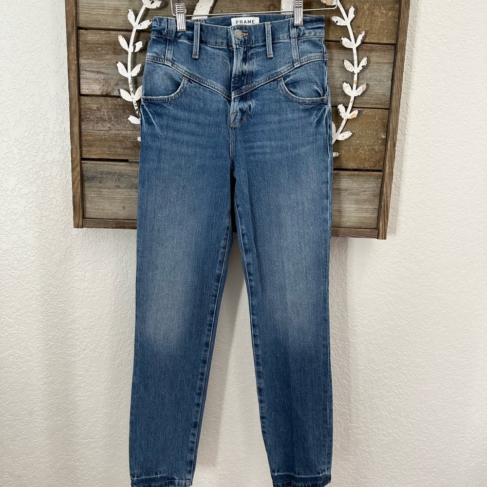 Frame denim Retro V-yoke Straight Leg Jeans High Waist Waverly‎ wash size 25